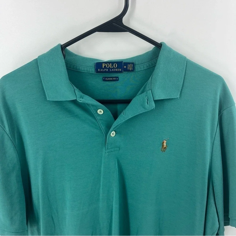 Polo‎ Ralph Lauren Mens Classic Fit Short Sleeve Cotton Polo Shirt Teal Green M